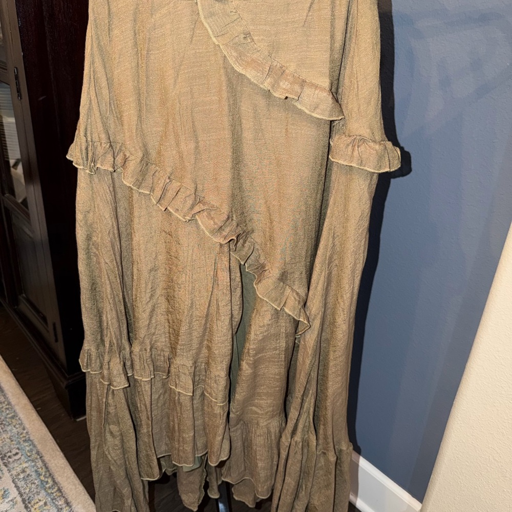 •Mia Joy Girl’s Olive Ruffle Tiered Maxi Skirt• - Picture 4 of 4